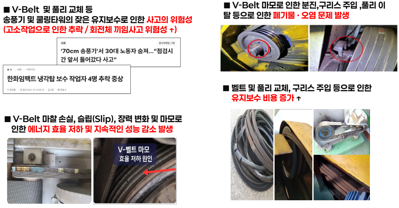 V-Belt 마모 및 유지보수 문제 사진